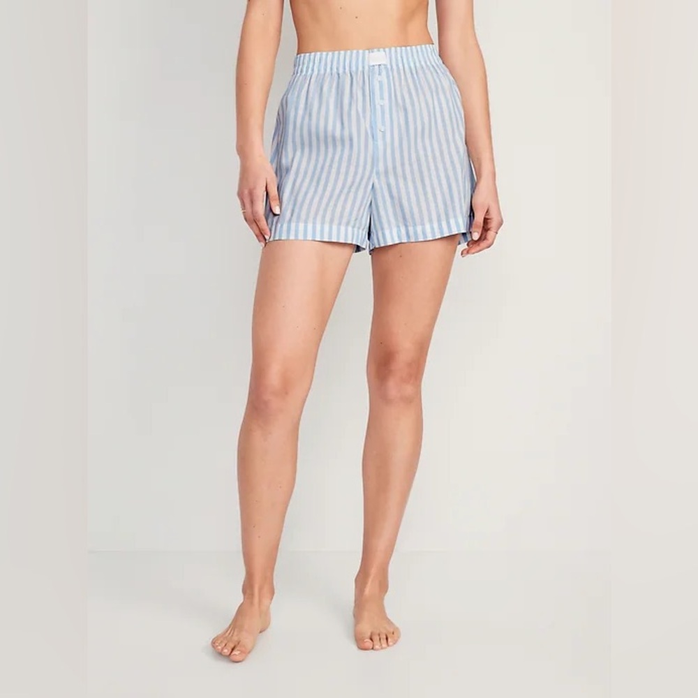 OLD NAVY Patel Blue & Green Stripes Relaxed Fit 100% Cotton Bloomer Boxer Shorts - Picture 2 of 16